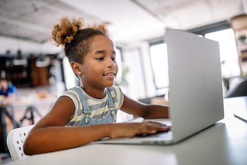 Girl learning online