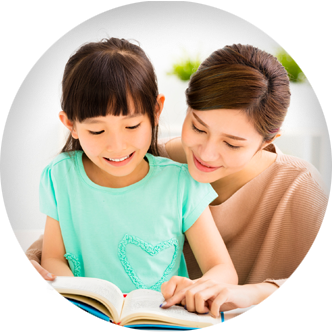 Mother and daughter reading a book together